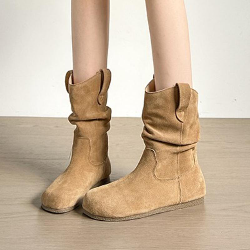

Женские ботильоны, повседневные туфли на плоской подошве из замши, новый тренд 2025 года, женские кроссовки, плиссированные зимние сапоги для снега, для ходьбы, ботинки для женщин 40 светло-коричневого