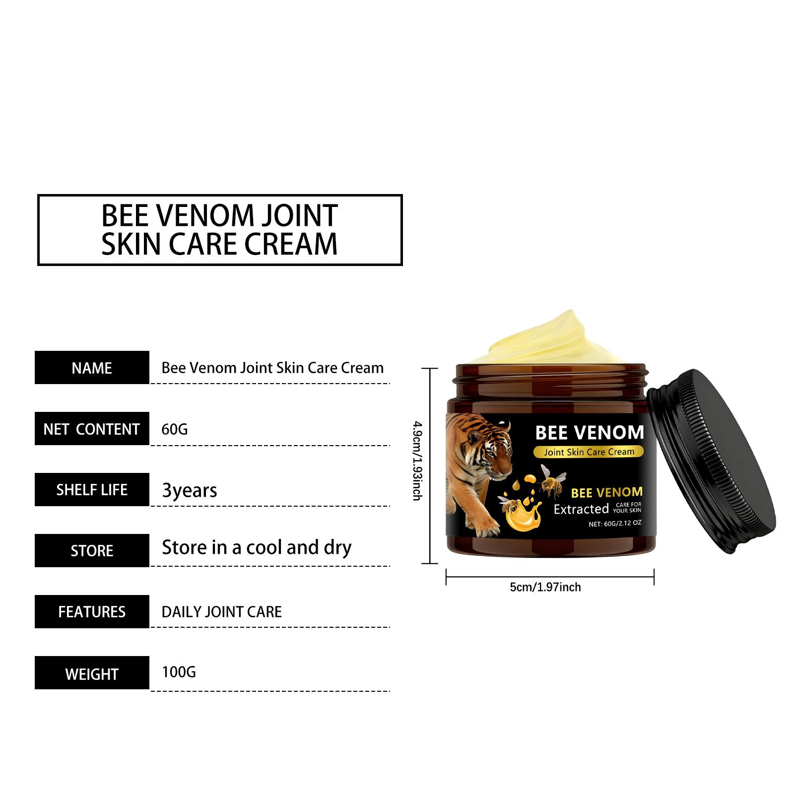 Bee Venom Joint Care Cream, Gentle Nourishing Moisturizer for Body Joints, External Use Only, Comfortable Application, Daily Joint Care Lotion 60g