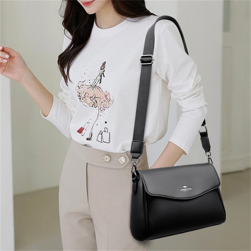 Hochwertige Einfache Große Kapazität Leder Handtasche Elegante Modische Damen Crossbody Tasche Vielseitige Multifunktionale Umhängetasche