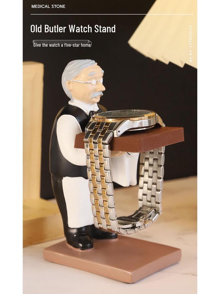 Resin Butler Watch Stand - Cartoon Old Man Desktop Ornament
