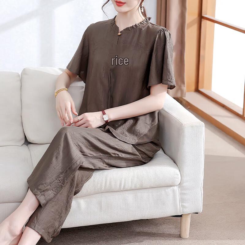 Женский летний тонкий комплект из коротких футболок XUEXI 2XL