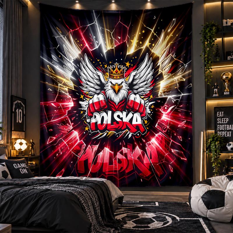 Wall Hanging Tapestry Poland Football Print Cloth for Living Room Bedroom Home Decor