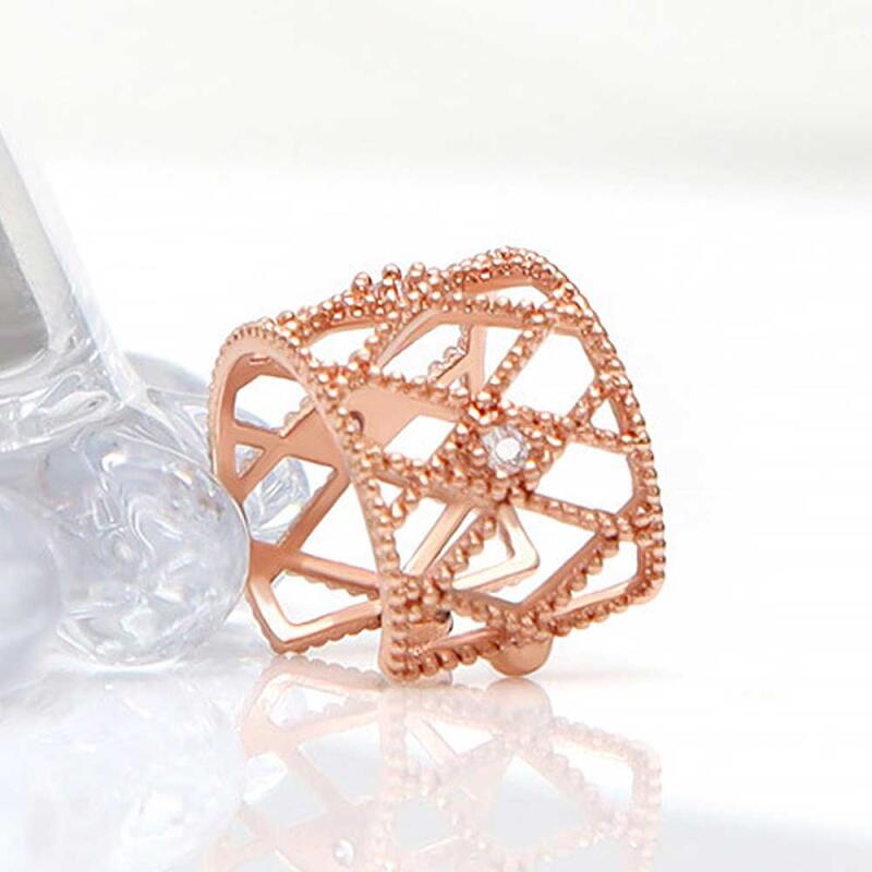 Everyday 14KGP Rose Gold Cubic Net Ear Cuff One Side