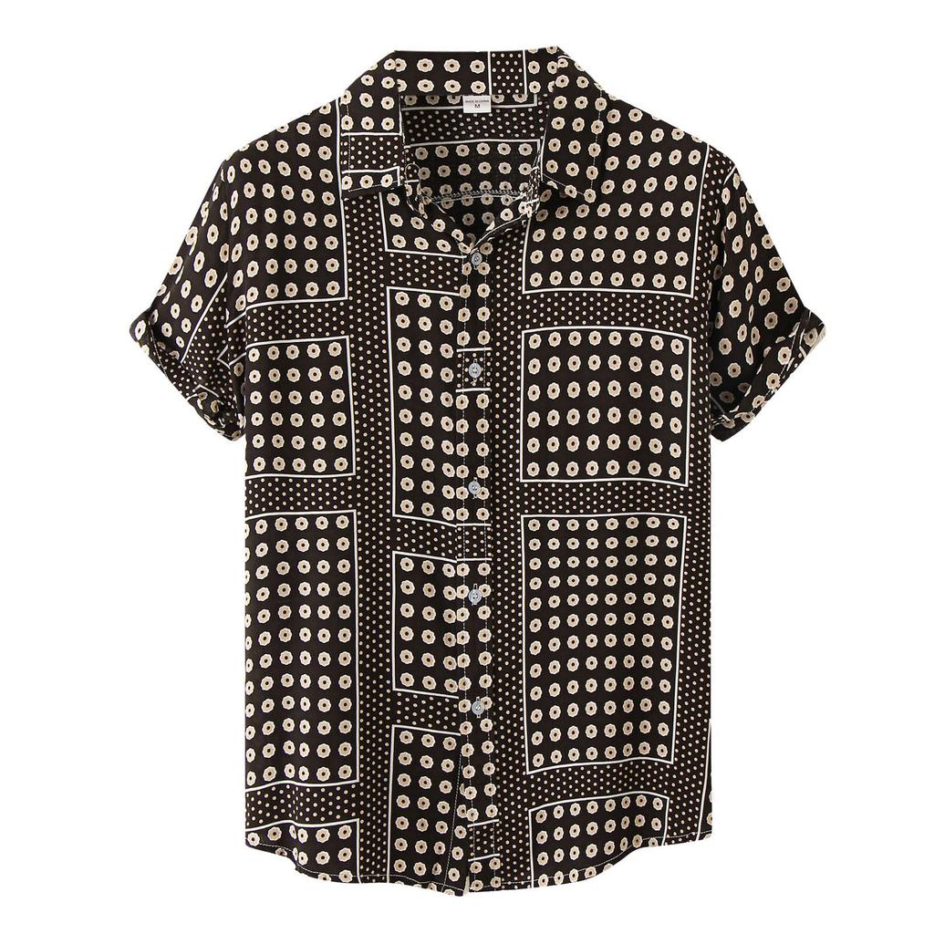 Men's Summer Vacation Casual Hawaiian Short Sleeve Printed Top Breathable Comfortable Beach Shirt