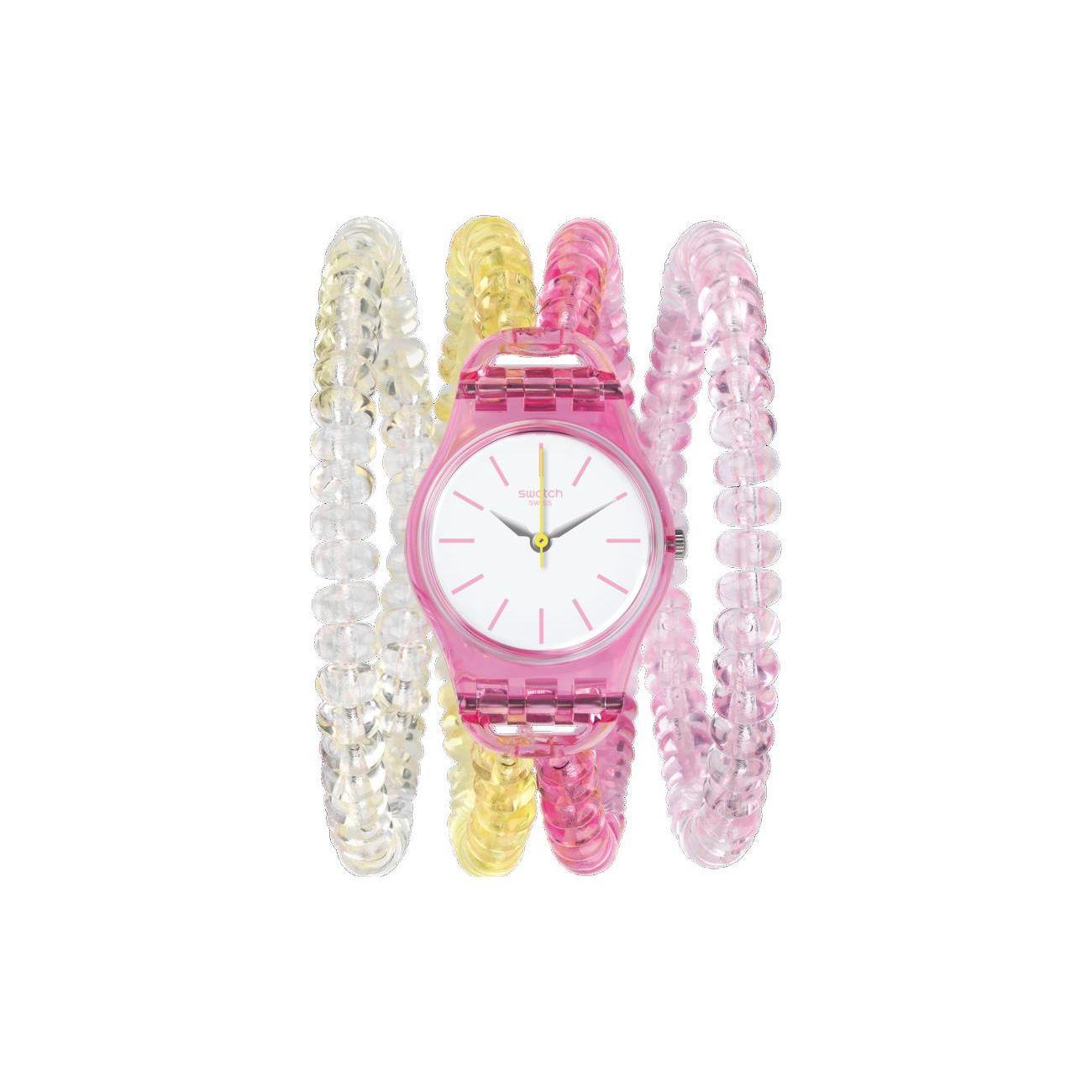 Swatch Women's White Originals Series Quartz Movement 30M Water Resistant Watch Dial Plastic Case Plastic Strap Watches Lp145