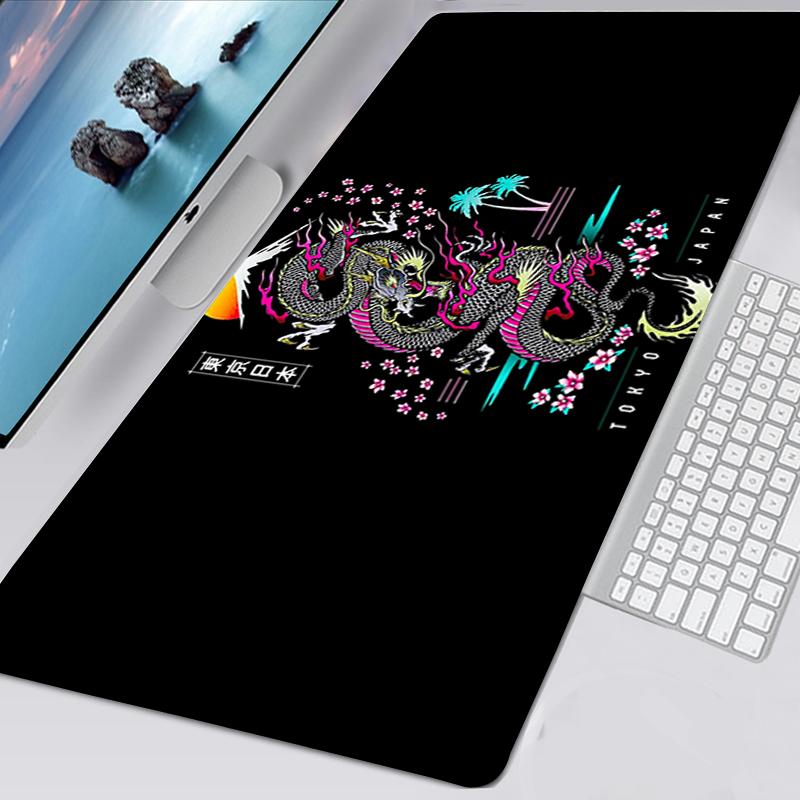 Black and White Mousepad Gamer Kawaii Non-slip Mouse Pad 40x90cm Mouse Mat Sakura Card Gaming Mausepad Deskmat Tappetino Mouse