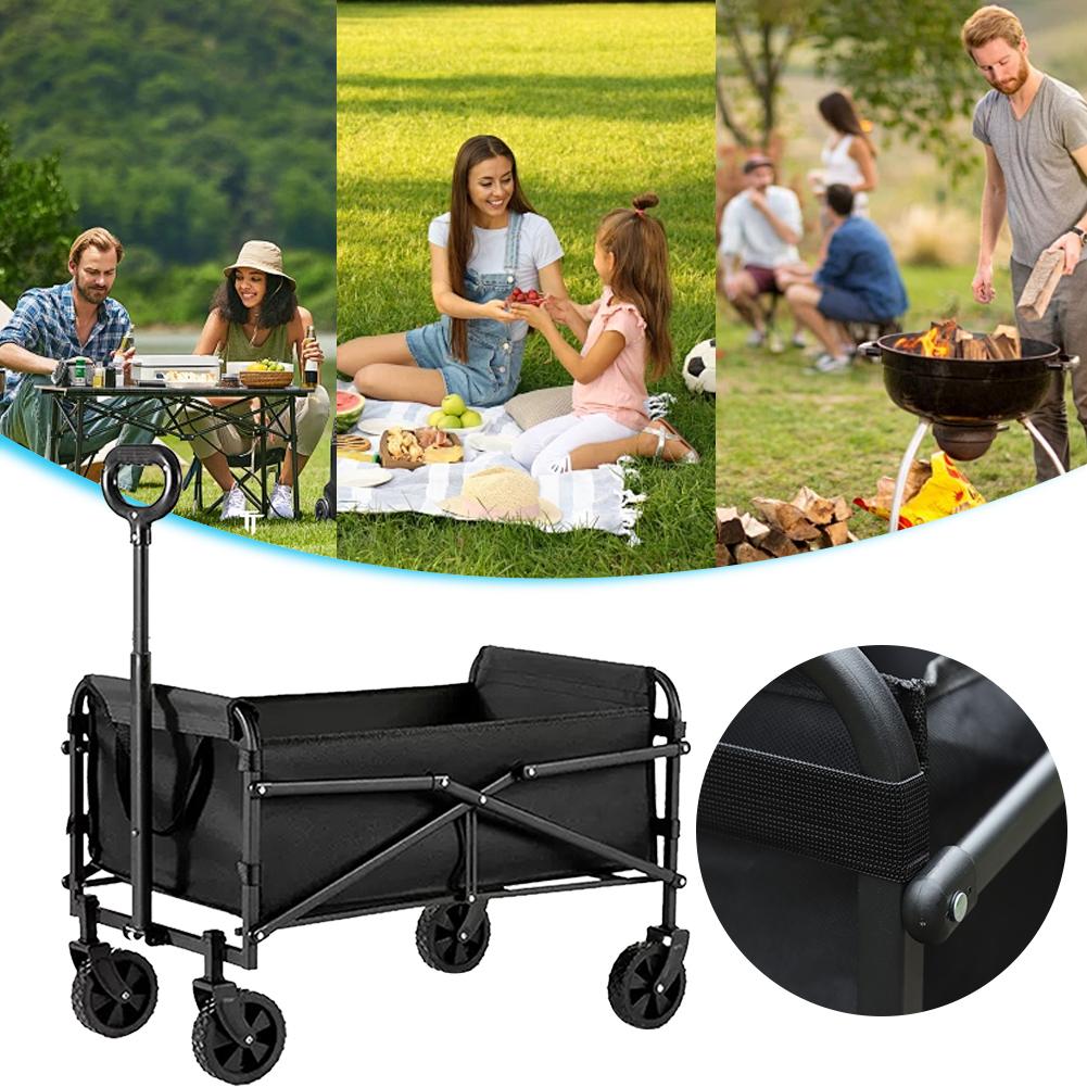 Foldable Portable Picnic Outdoor Camping Cart Heavy Duty Folding Utility Cart Shopping Beach Collapsible Folding Utility Cart