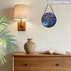 2D Flat Stained Glass Tree of Life Window Decoration, 7.87inches Blue Purple Elegant Design Colored Glass Plate with Chain, Charming Spring Summer