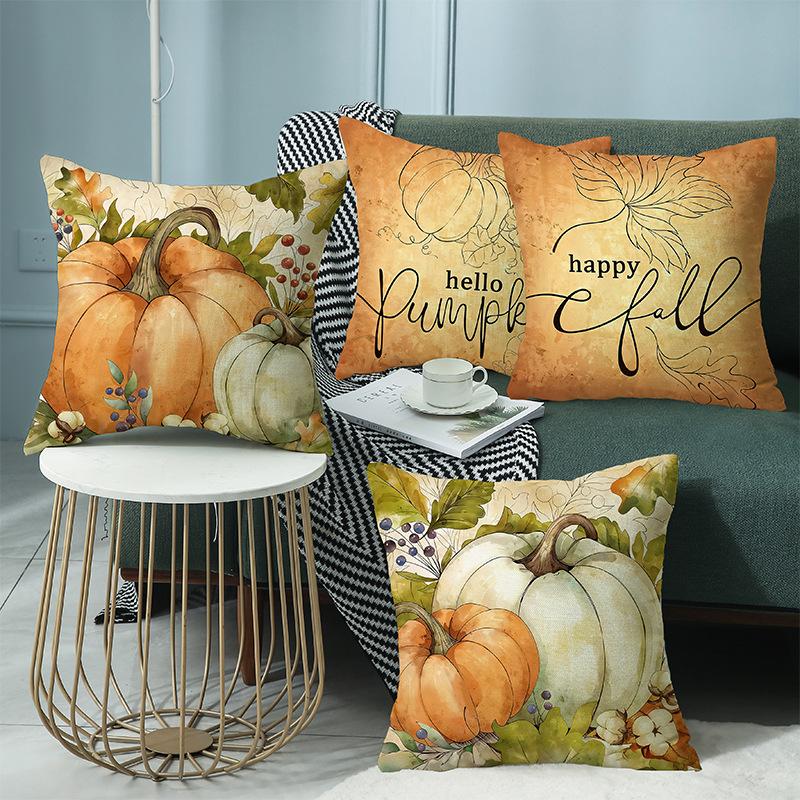 Autumn Letter Print Bedside Pillow Pillow B&B Living Room Sofa Letter Pumpkin Car Pillow Case