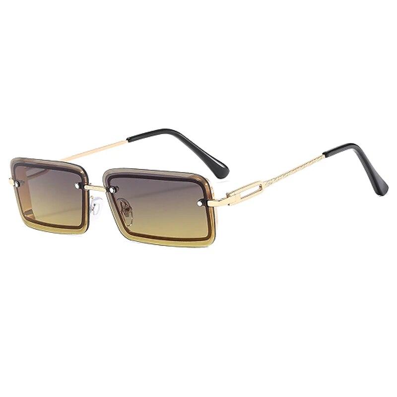 New Stylish Small Square Metallic Gradient Sunglasses For Men Women UV400 Protection Classic Design