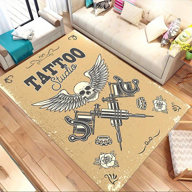 1pc Tattoo Studio Themed Rug for Home Decor, Non-slip Office Carpet, Chair mat, Outdoor Mat, Christmas and Halloween gifts-0731049