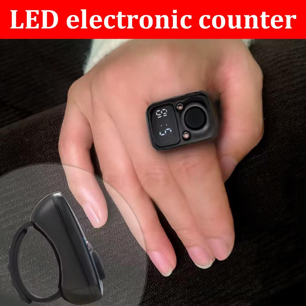 Fingerzähler Leuchtender Fingerring Elektrisches Digitaldisplay Zählwerk Maschenmarkierer Nähen Weben Buddhas Gebet Fußball