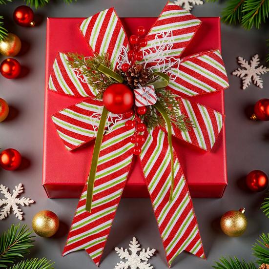 Christmas Tree Pendant Bow Large Champagne Christmas Wreath Bow Stunning Gift Bow Knot Wedding Mother Day Decoration