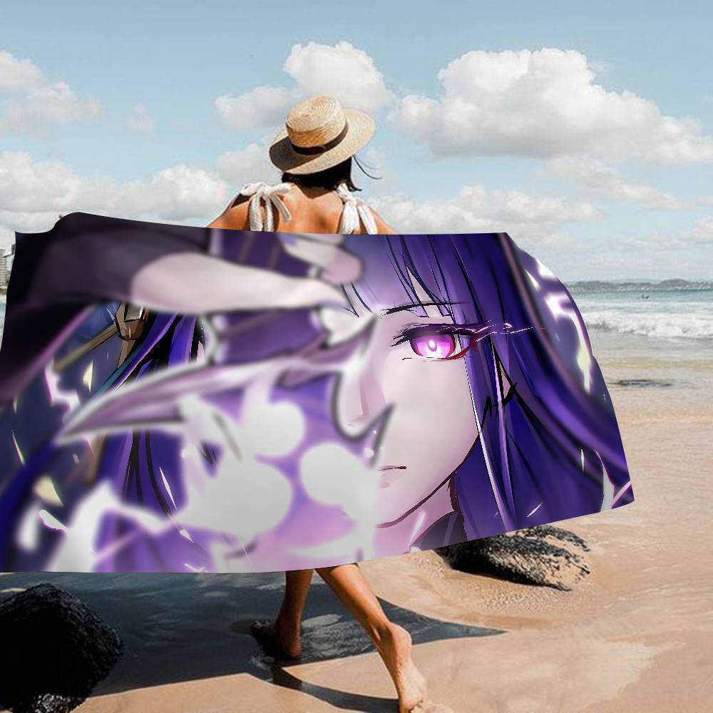 Raiden Shogun Genshin Impact Microfiber Blanket Quick Drying Beach Towels Oversized Printing Super Absorbent Pool Towel Blanket