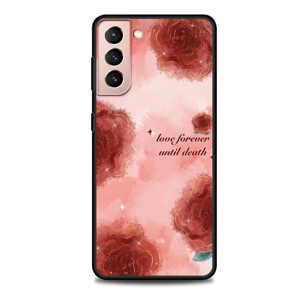 Rose Flower Painting Case for Samsung Galaxy S20 FE S22 S23 Ultra S21 S10 Lite S9 S8 Plus S7 Edge Black Soft Silicon Phone Cover