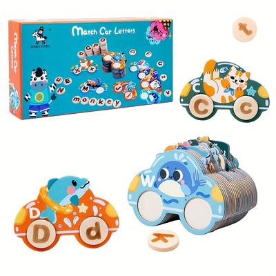 Wooden Letters Cognitive Matching Card Car Words Educational Teaching Learning Kids Toys Christmas Birthday Gift for Children Kids Boys Girls