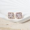 Simple Square Zirconia Stud Earrings for Women Golden Earring Jewelry Party Accessories