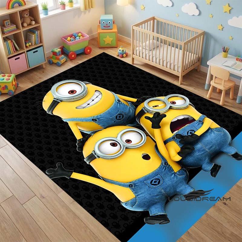 "I LoveM- Minions" Cartoon-Print Rug — Non-Slip Kitchen Mat, Outdoor Carpet, Home & Bedroom Decor, Yoga Mat, Birthday Gift.