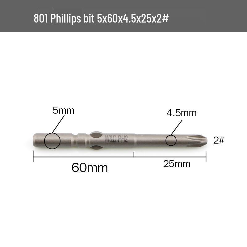801 Electric Screwdriver Bit W&D 4mm Phillips Screwdriver, 5*60*3, 4C Imported Steel
