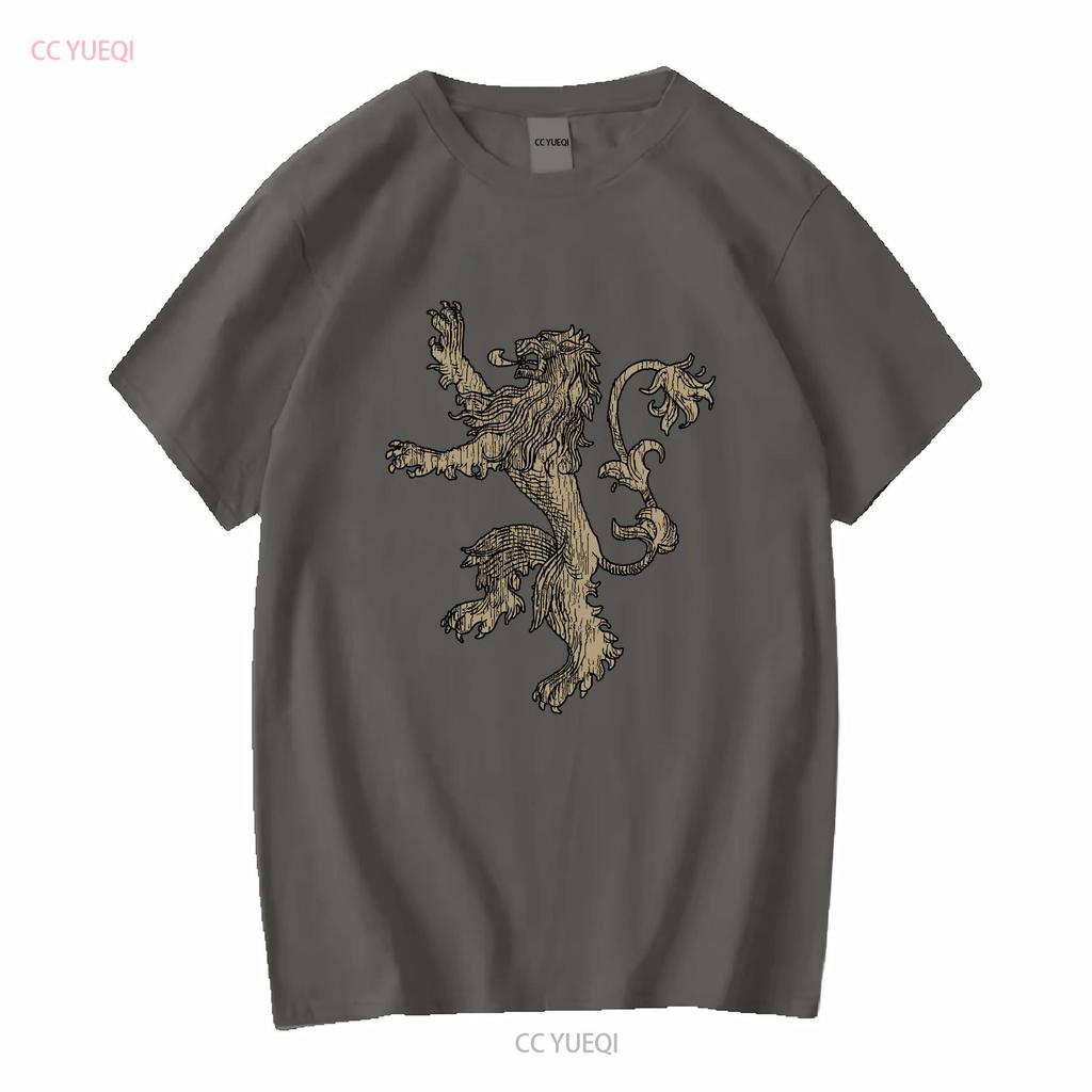 House Lannister T Shirt Thrones Dragon Symbol Distressed 3213 vintage Washed Slightly Top For Everyday Wear Breathable Unisex