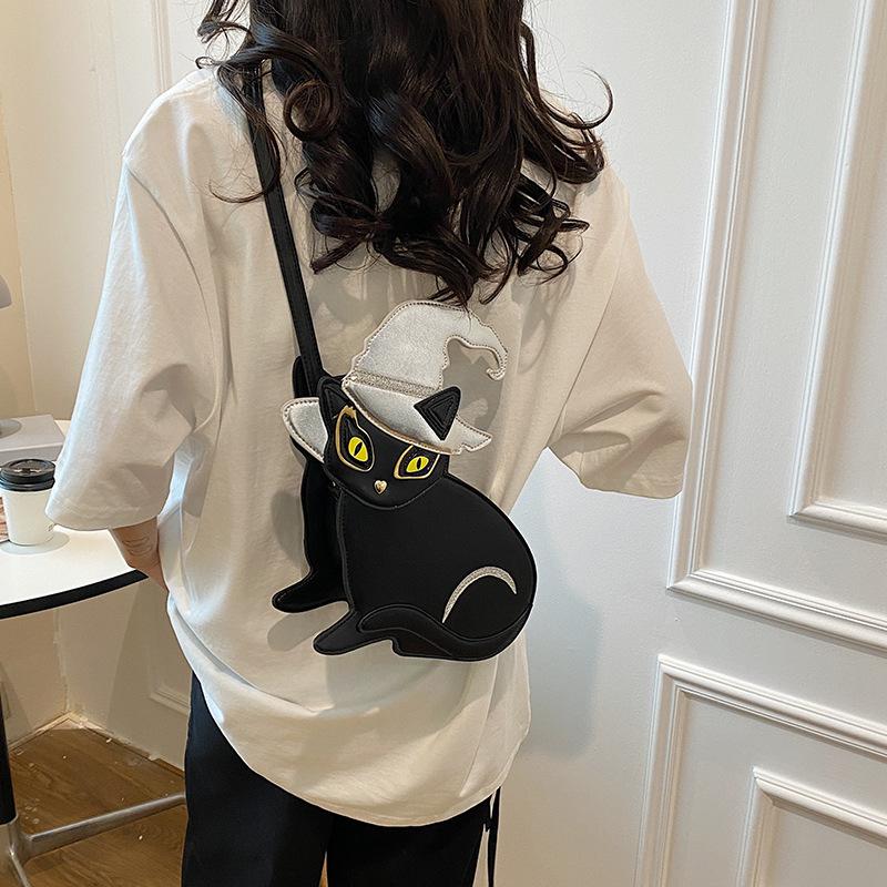 Ins Cute Cat Small Bag 2025 New Japanese Cartoon Girl Xiaohongshu Same Shoulder Small Round Bag Pu