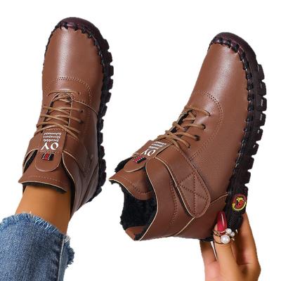 Fashion Women Boots Fashion Handmade Cotton Shoes Women Luxury Casual Thickened Warm Mom Shoes Solid Soft Comfortable Flat Ankle Boots