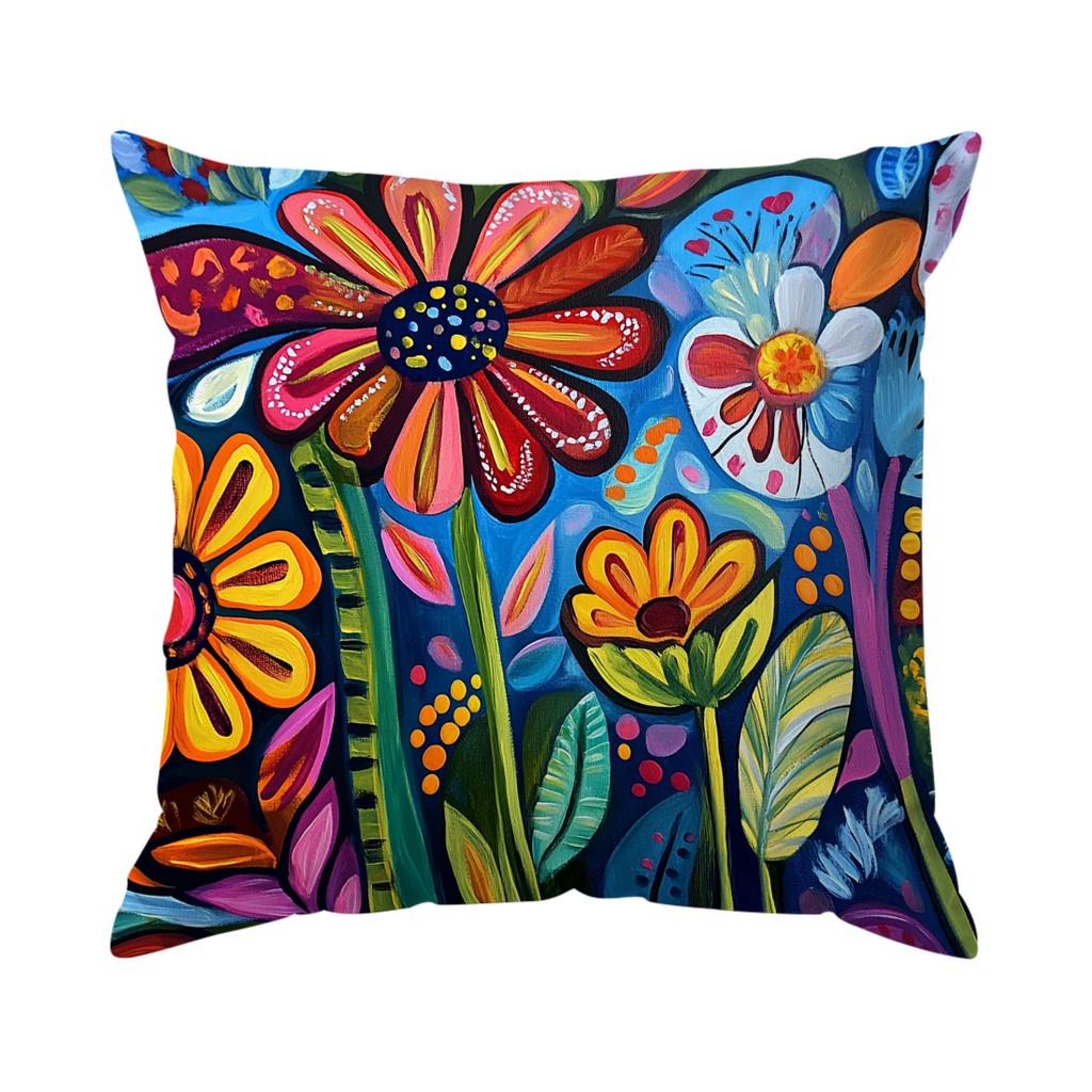 Vibrant Mexican Flowers Pillowcase Printed Polyester 45x45cm Throw Pillowcover Decorative Sofa Cushion Pillowslip Home Decor