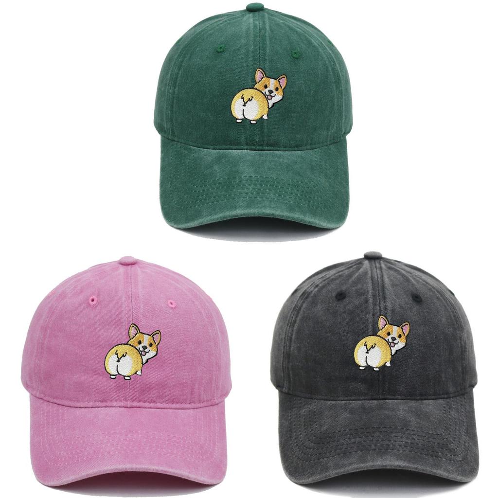 Corgi Dog Embroidered Baseball Cap With Sunshade For Casual Outdoor Wear