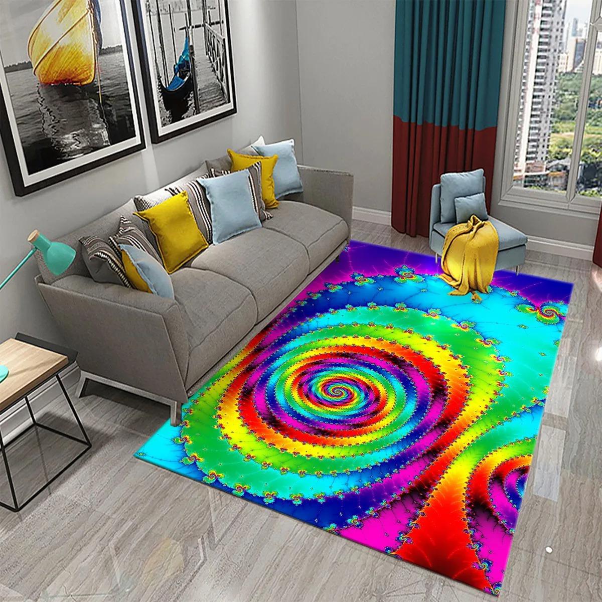 

3D Colorful Flowing Line Swirl Carpet Stylish Modern Abstract Carpet Living Room Bedroom Decor Rugs Bathroom Non-Slip 40x60cm