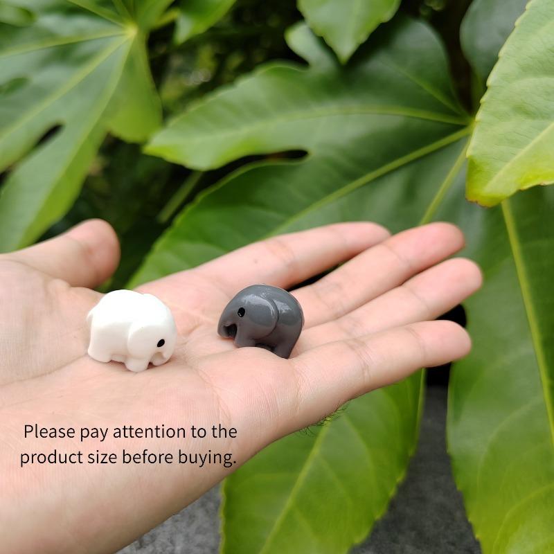 2pcs Miniature Elephant Couple Figurines, Resin Craft, Love Theme Animal Garden Micro Miniatures, for DIY Landscape Decoration, Potted Plants