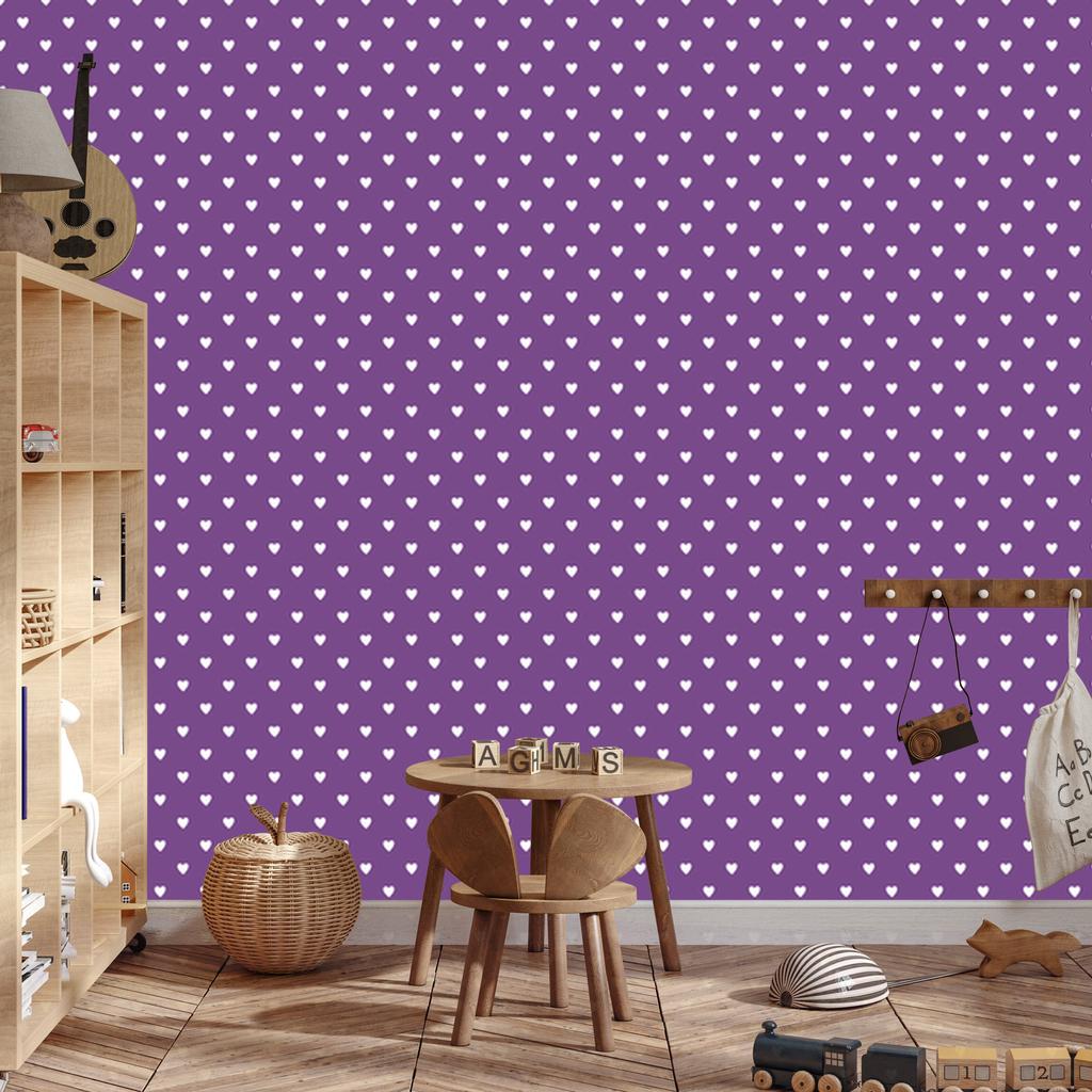 Purple and Light Gray Hearts Wallpaper 50x1000