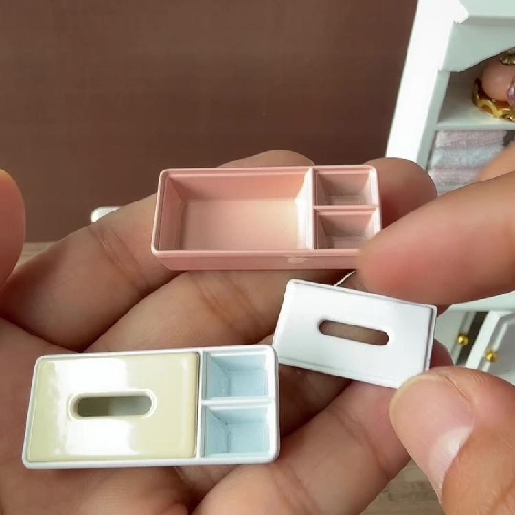 Small Tissue Box Replicas Doll House Mniature Figurine For Model Craft Project And Miniature Room Display Accessory