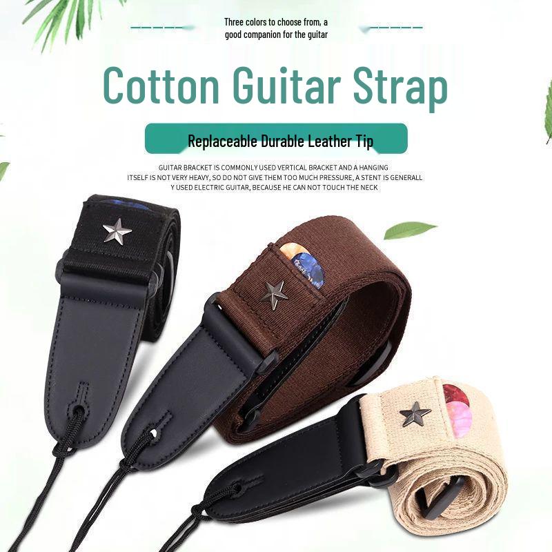 Retro Embroidered Ethnic Guitar Strap - Thickened Polyester for Wooden & Electric Guitars