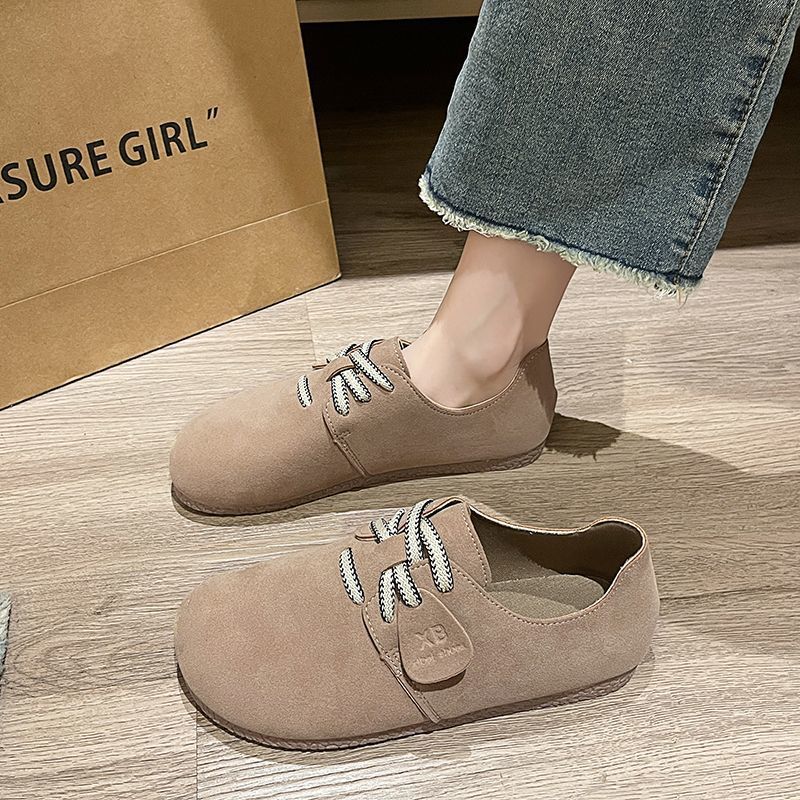 Fashion Retro Lace-Up Flats Loafers Woman Faux Suede Boat Shoes Casual Walking Slip On Mocasines Ladies Cozy Tabis Round Toe Espadrilles