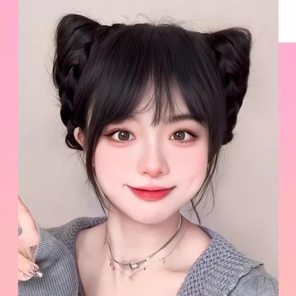 Natural Cat Ear Wig Bag Fluffy Cat's Ear Hair Bun Fashion Bun Head Wig Hair Accessories