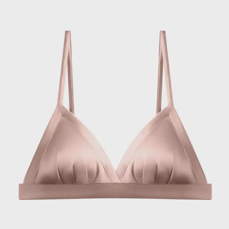 

Бюстгальтер с треугольными чашками Guolian French Silk Satin - гладкое, тонкое, шелковое нижнее белье без косточек Extra Large