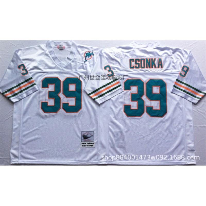 Mens Retro Miami Dolphins Hall Of Fame Football Jersey Cotton Blend Training Shirt Rugby Sports
