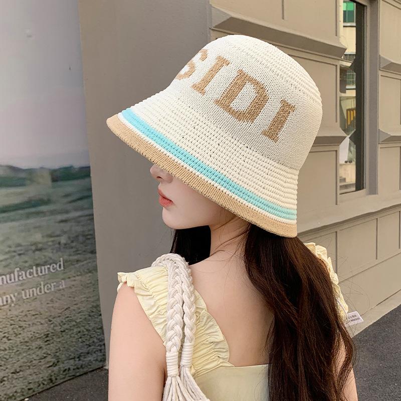 New Summer Hat for Women Knitted Fisherman Hat Sun Protection Sun Hat Summer Breathable Face showing Hat