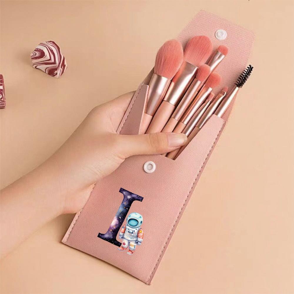 Premium Makeup Brushes Kit 8 Pieces Portable Blush Concealer Eyeshadow Brushes Synthetic Bristles Astronaut Letter Pattern