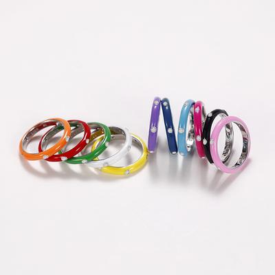 Anillo Arcoíris de Esmalte Gotas de Aceite Viento de Verano, Anillo Minimalista Versátil de Circonita
