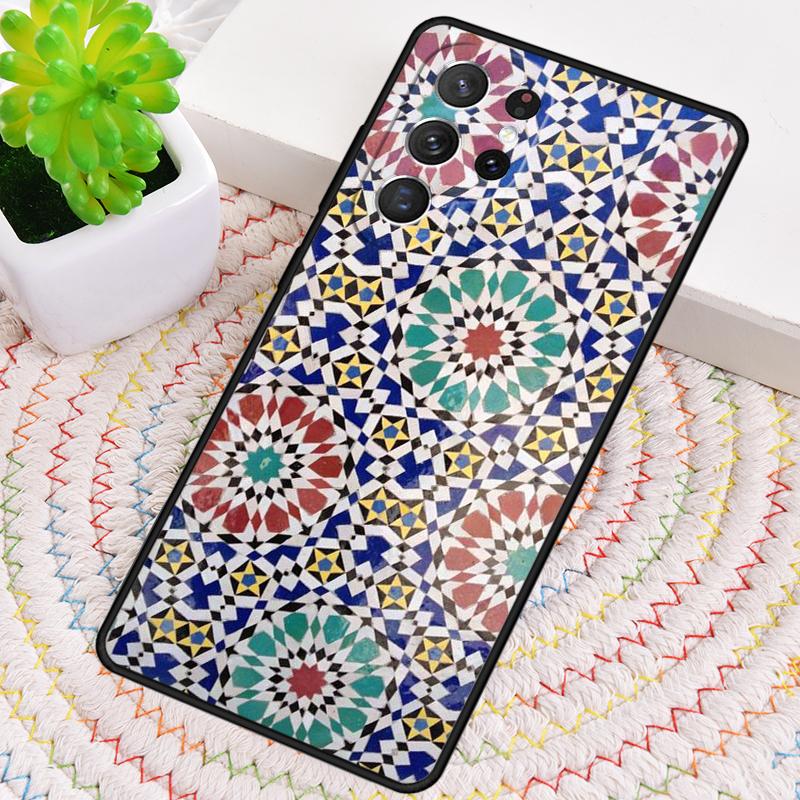 Moroccan Mosai Tile Pattern Silicone Phone Case For Samsung Galaxy Note 10 Pro S26 S25 S24 S23 S22 S21 Plus S25Ultra Capa Cover