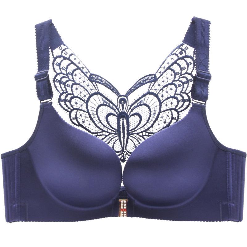 Front Buckle Plus Size Bra Fat MM Large Cup Seamless Gathered Adjustable Butterfly Beauty Backlit Sexy Underwear