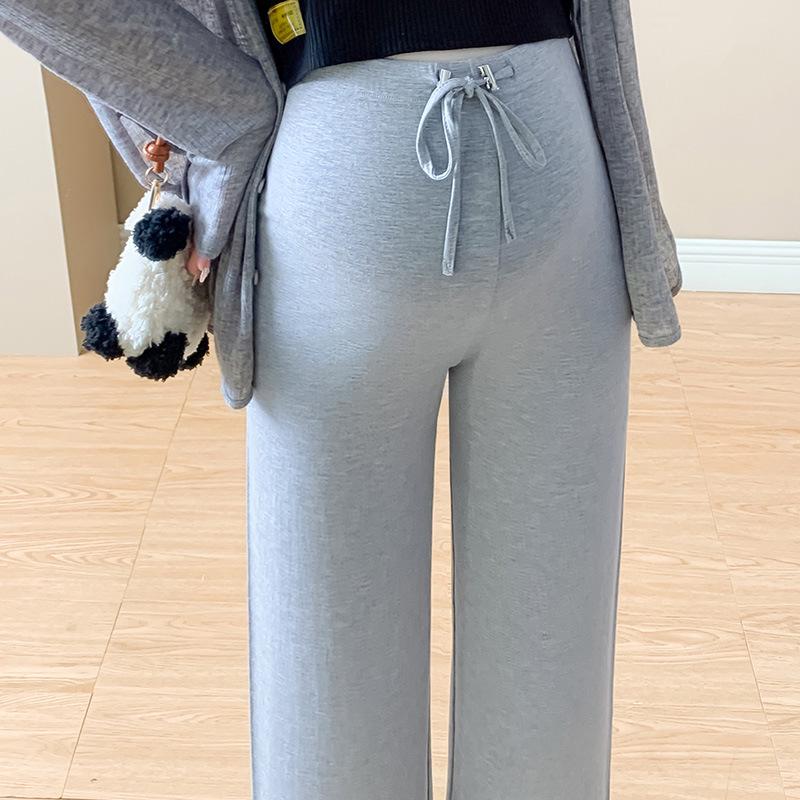 

2026 Adjustable Elastic Drawstring Maternity Pants, Summer Knit, Petite Eight-Point, Postpartum Wear L світло-сірий колір