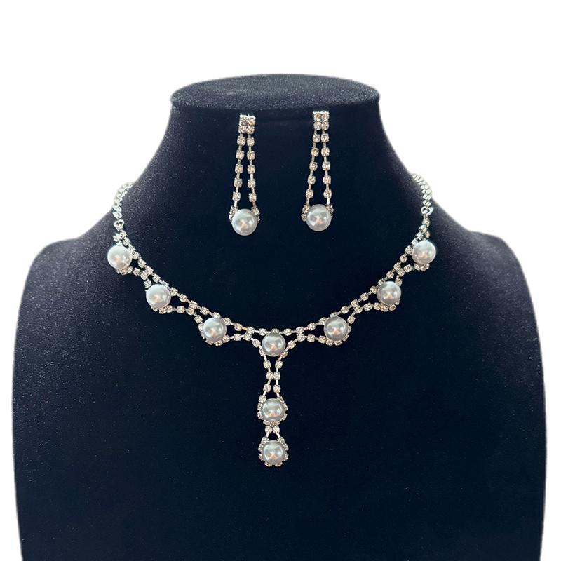 

3 шт. легкий роскошный женский комплект ювелирных изделий изысканное жемчужное ожерелье серьги комплект свадебные аксессуары