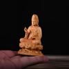 Minimalist Solid Wood Guanyin Statue Hand Carved Wooden Ornament for Home Living Room Interior Decoration