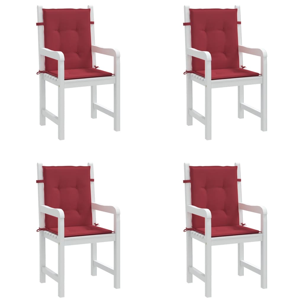 Garden Chair Cushions for Low Back Chairs 4 Pcs Burgundy 100 X 50 X 3 Cm