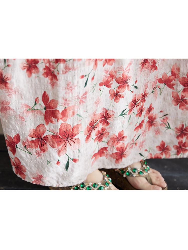 XITAO Batwing Print Flower Leisure Dress ZMY1006