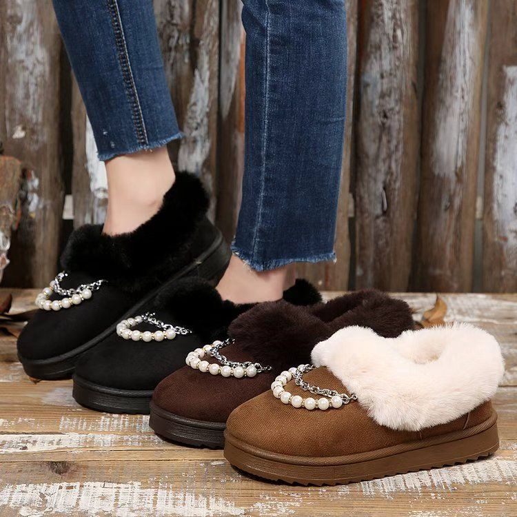 Winter new ins thick-soled velvet cold-proof lightweight snow boots fashionable versatile height-increasing fluff warm cotton shoes