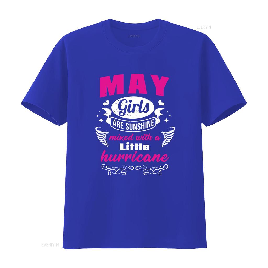 May Girl T Shirt Girls Are Sunshine Born In Birthday Month Taurus Astrology Vintage Washed Breathable Homme Graphic Stretched