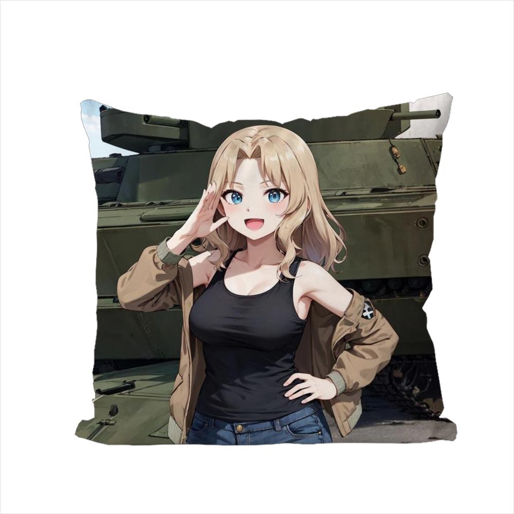 GGIRLS Und PANZER Pillow Case For Car Sofa Decorative Home Doublesided Print Plush Square Throw Pillow Cushion Cover